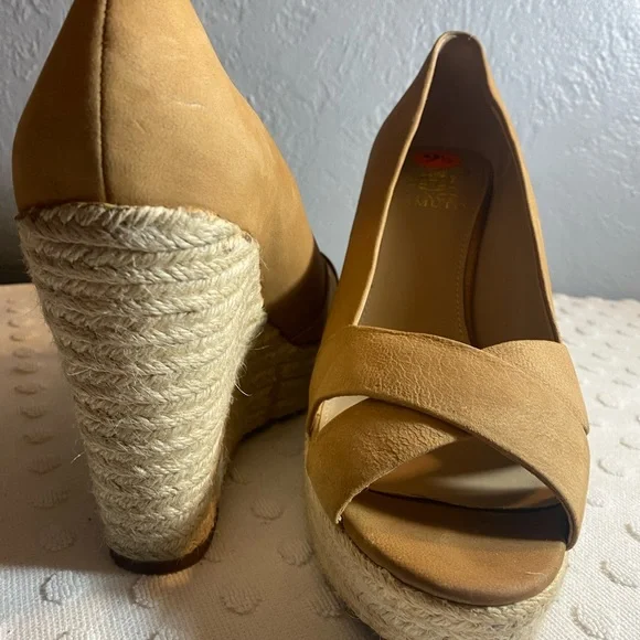 VINCE CAMUTO Womens Taryn Nubuck Jute Peeptoe Wedge - Picture 6 of 16